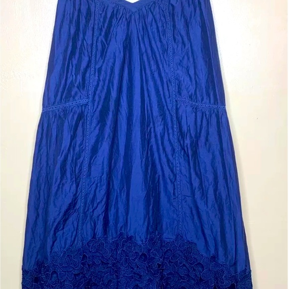 TRYB Tula Shift Dress Blue V Neck Spaghetti Stray Racerback Midi High-Low Hem - Picture 4 of 10